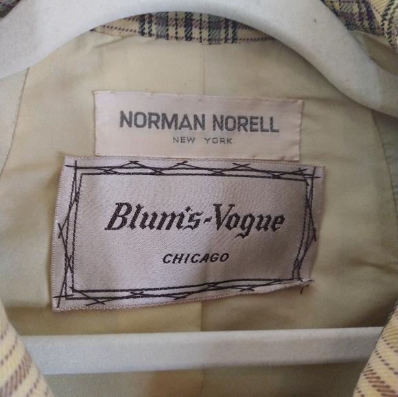 Vintage Norman Norell Blum's-Vogue yellow plaid designer Blazer Jacket top - Picture 5 of 11